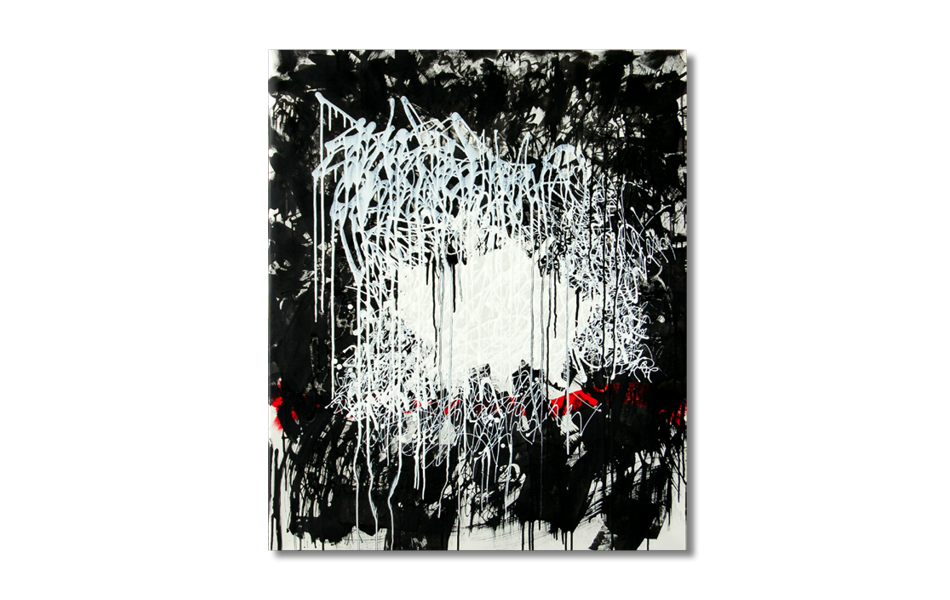 "Kampf II" | Tusche, Acryl auf Leinwand | 120 x 100 cm