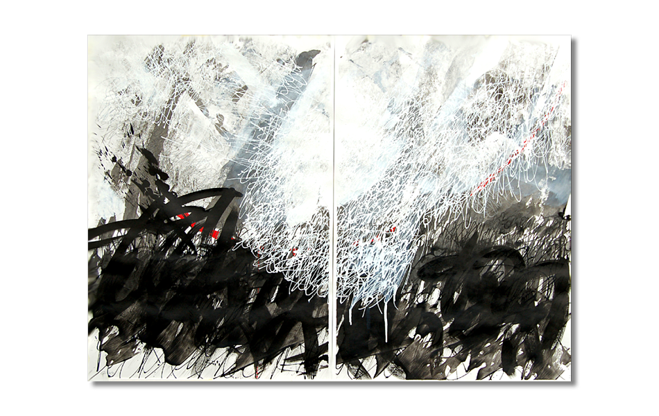 "Requiem" Tusche, Acryl auf Papier | 100 x 140 cm, 2tlg.